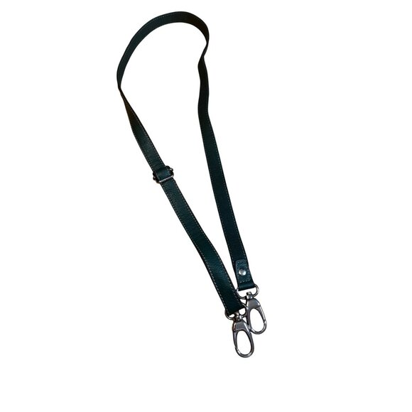 Adjustable Faux Leather & Canvas Bag Strap Green Silver Clips 45 Inches Long - Picture 1 of 6